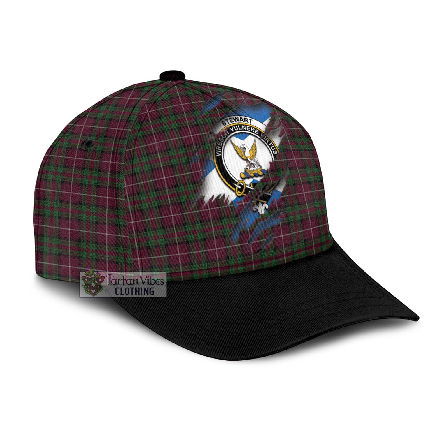 Tartan Vibes Clothing Stewart of Bute Hunting Tartan Classic Cap with Family Crest In Me Style