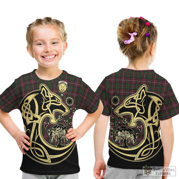 Stewart of Bute Hunting Tartan Kid T-Shirt with Family Crest Celtic Wolf Style