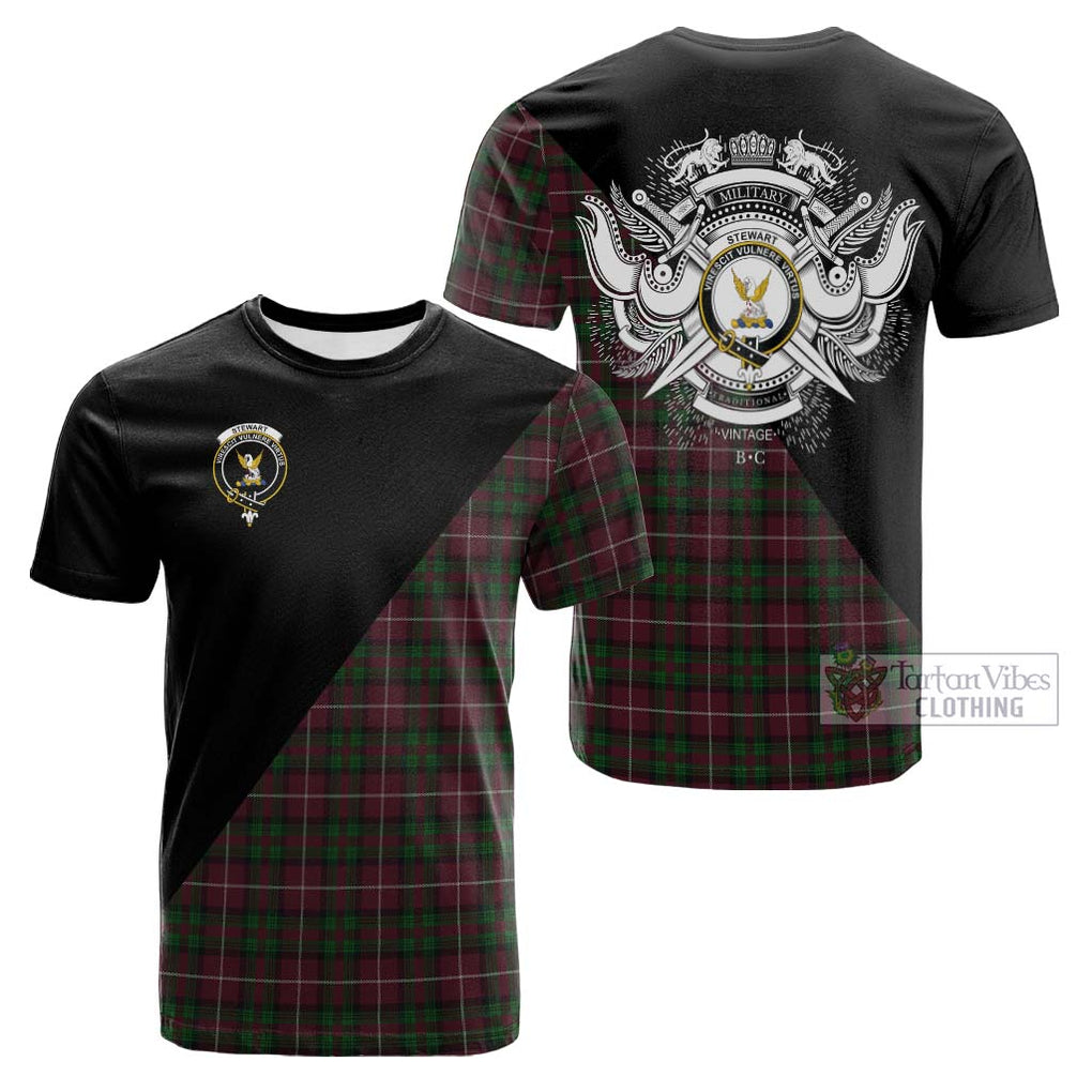 Tartan Vibes Clothing Stewart of Bute Hunting Tartan Cotton T-shirt with Family Crest and Military Logo Style