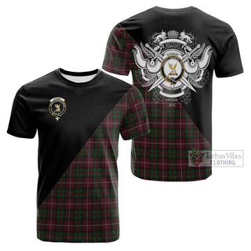 Stewart of Bute Hunting Tartan Cotton T-shirt with Family Crest and Military Logo Style