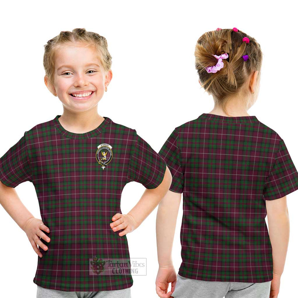 Stewart of Bute Hunting Tartan Kid T-Shirt with Family Crest - Tartanvibesclothing Shop