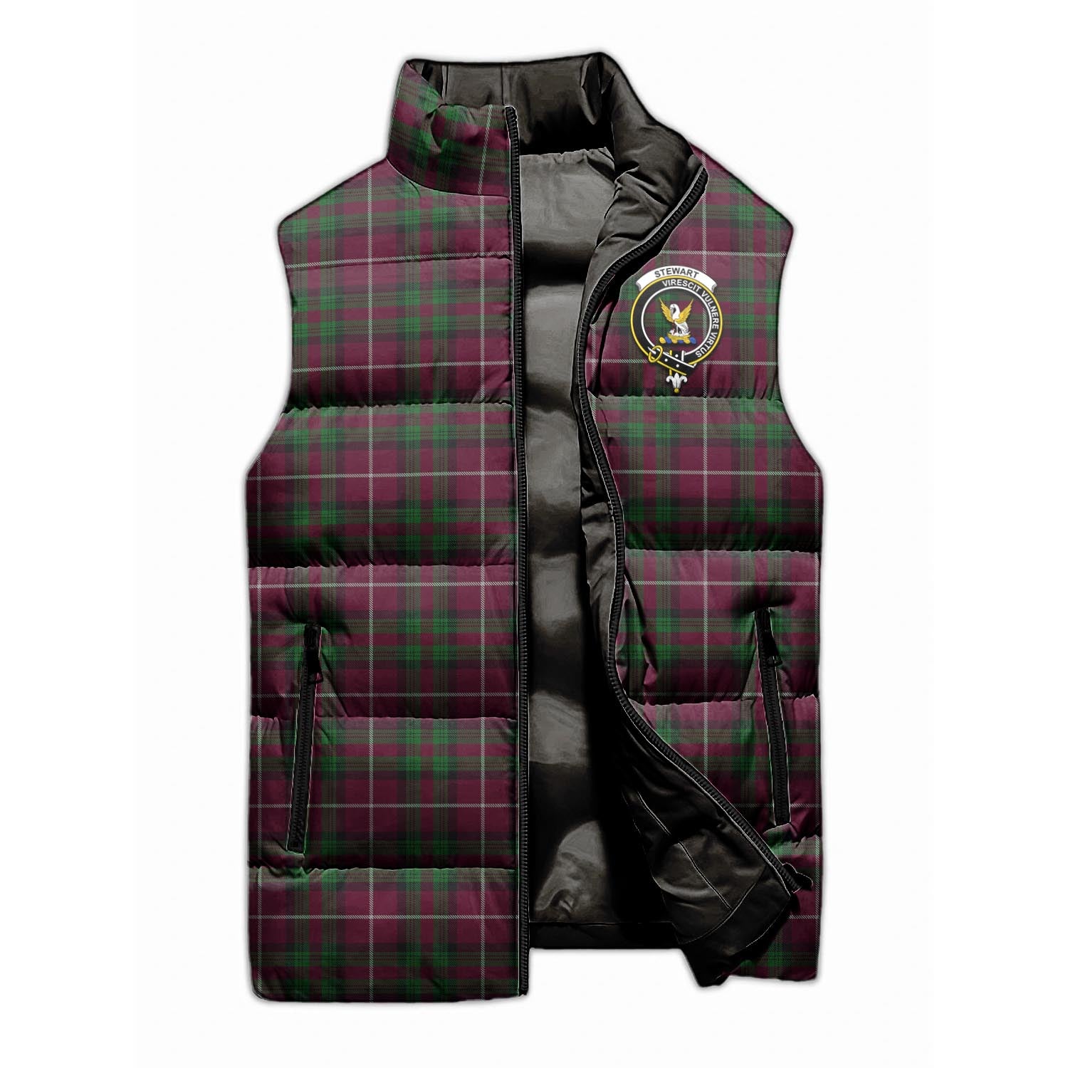 Stewart of Bute Hunting Tartan Sleeveless Puffer Jacket with Family Crest - Tartanvibesclothing