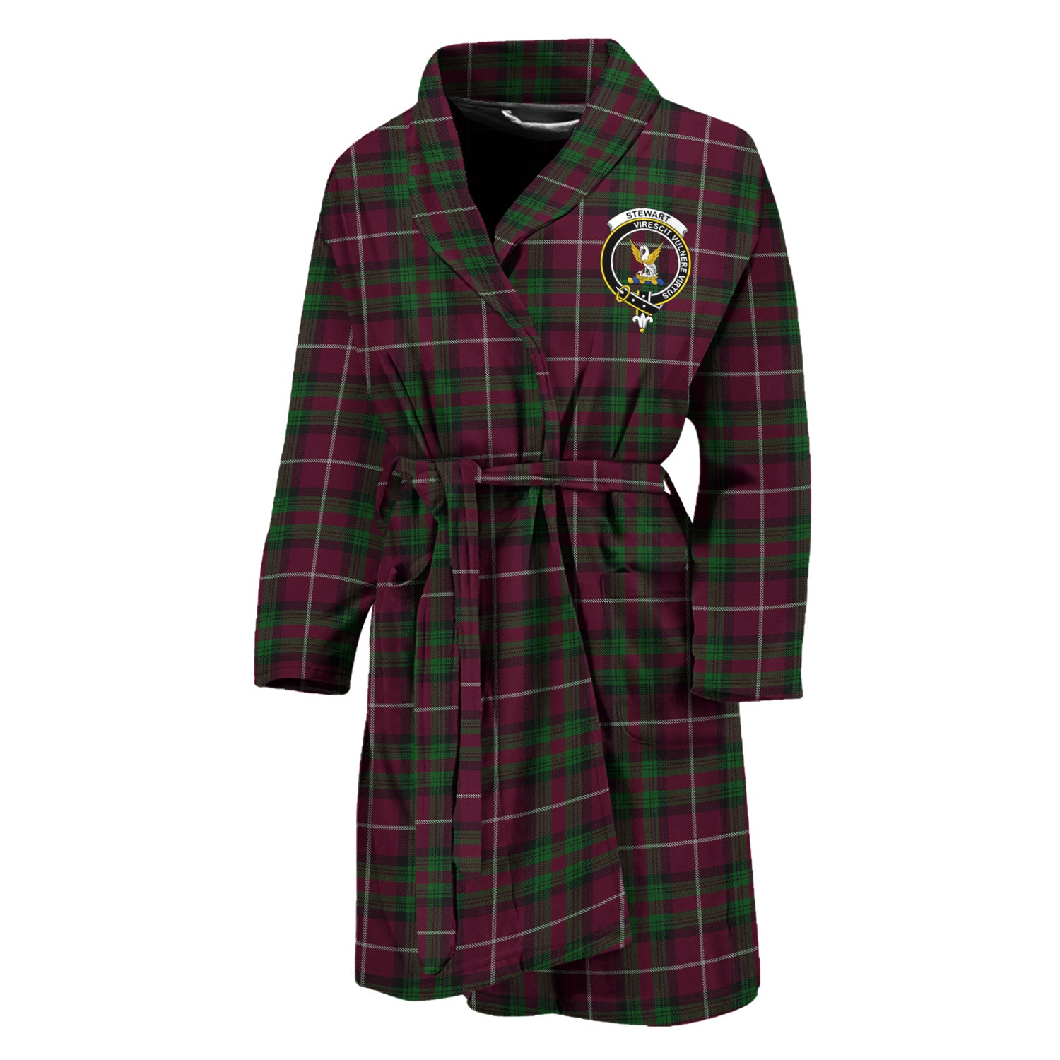 Stewart of Bute Hunting Tartan Bathrobe with Family Crest Unisex M - Tartan Vibes Clothing