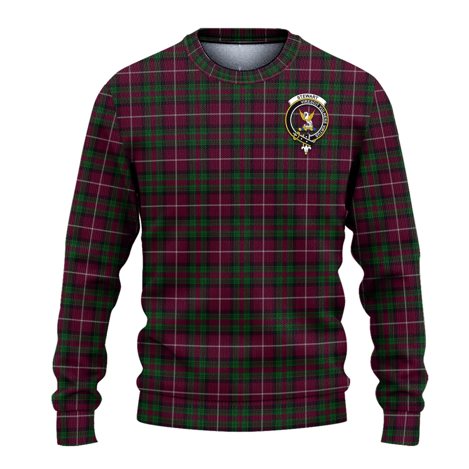 Stewart of Bute Hunting Tartan Knitted Sweater with Family Crest - Tartanvibesclothing