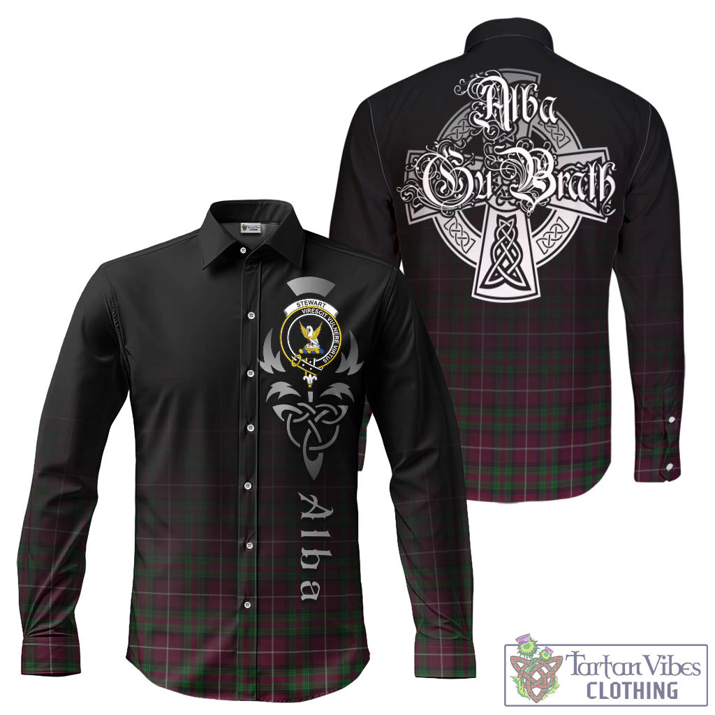 Tartan Vibes Clothing Stewart of Bute Hunting Tartan Long Sleeve Button Up Featuring Alba Gu Brath Family Crest Celtic Inspired