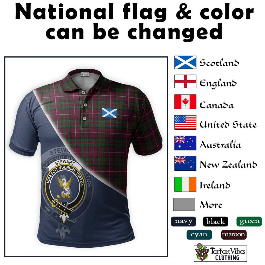 Stewart of Bute Hunting Tartan Polo Shirt with Personalised National Flag and Family Crest Half Style - Tartanvibesclothing Shop