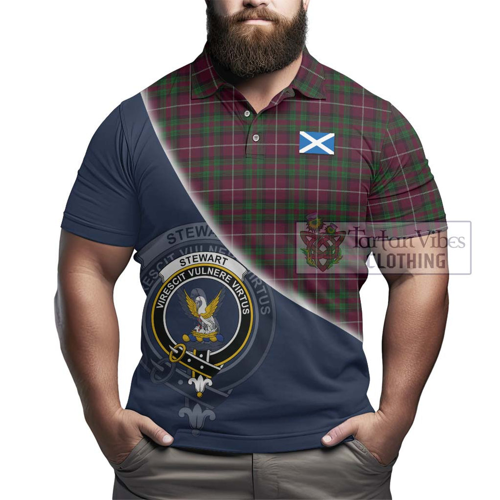 Stewart of Bute Hunting Tartan Polo Shirt with Personalised National Flag and Family Crest Half Style - Tartanvibesclothing Shop