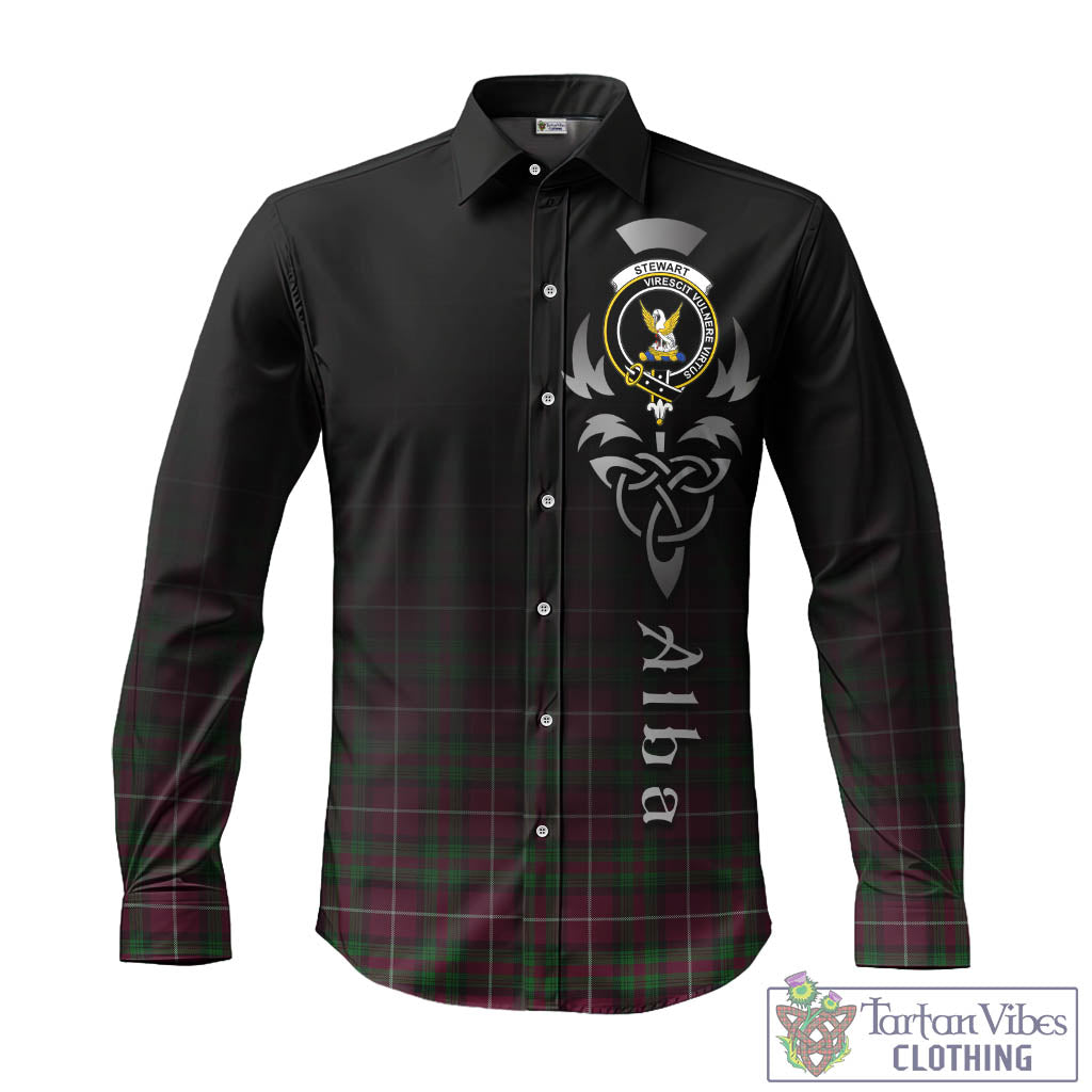 Tartan Vibes Clothing Stewart of Bute Hunting Tartan Long Sleeve Button Up Featuring Alba Gu Brath Family Crest Celtic Inspired