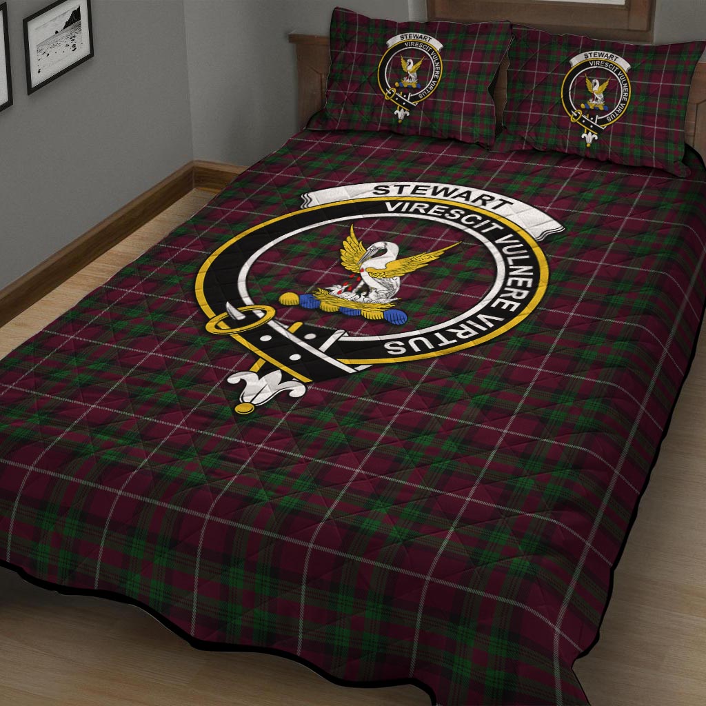 Stewart of Bute Hunting Tartan Quilt Bed Set with Family Crest - Tartan Vibes Clothing