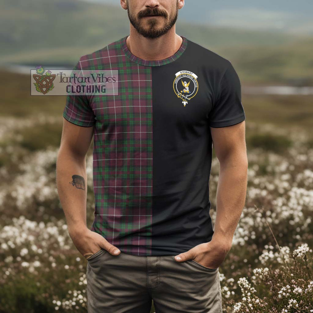 Stewart of Bute Hunting Tartan T-Shirt with Family Crest and Half Of Me Style - Tartanvibesclothing Shop