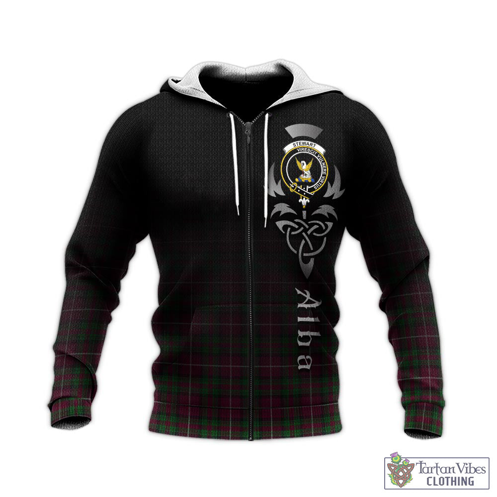 Tartan Vibes Clothing Stewart of Bute Hunting Tartan Knitted Hoodie Featuring Alba Gu Brath Family Crest Celtic Inspired