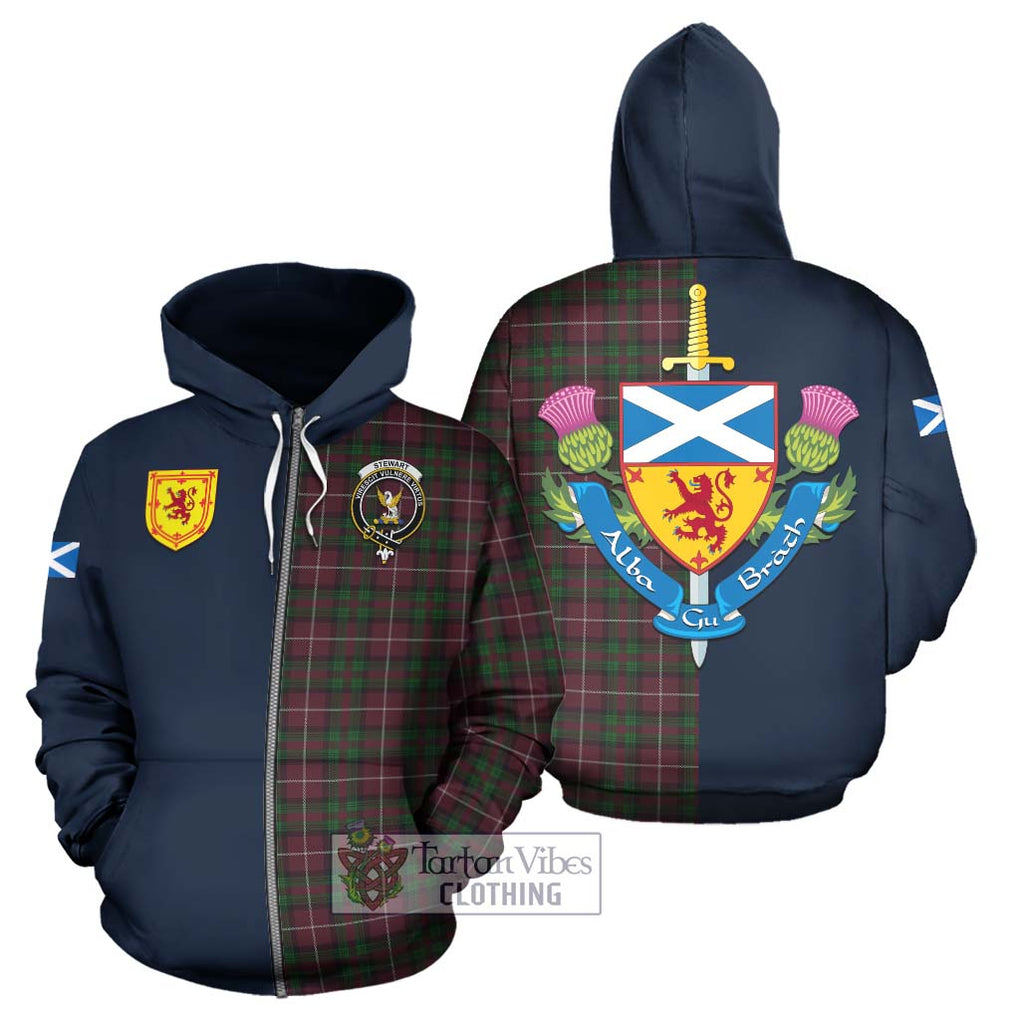 Tartan Vibes Clothing Stewart of Bute Hunting Tartan Hoodie with Scottish Lion Royal Arm Half Style