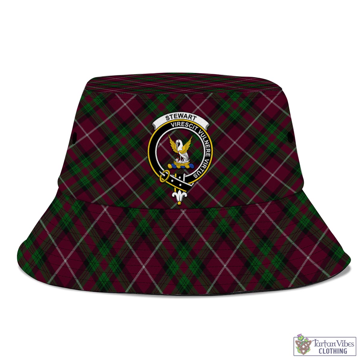 Tartan Vibes Clothing Stewart of Bute Hunting Tartan Bucket Hat with Family Crest