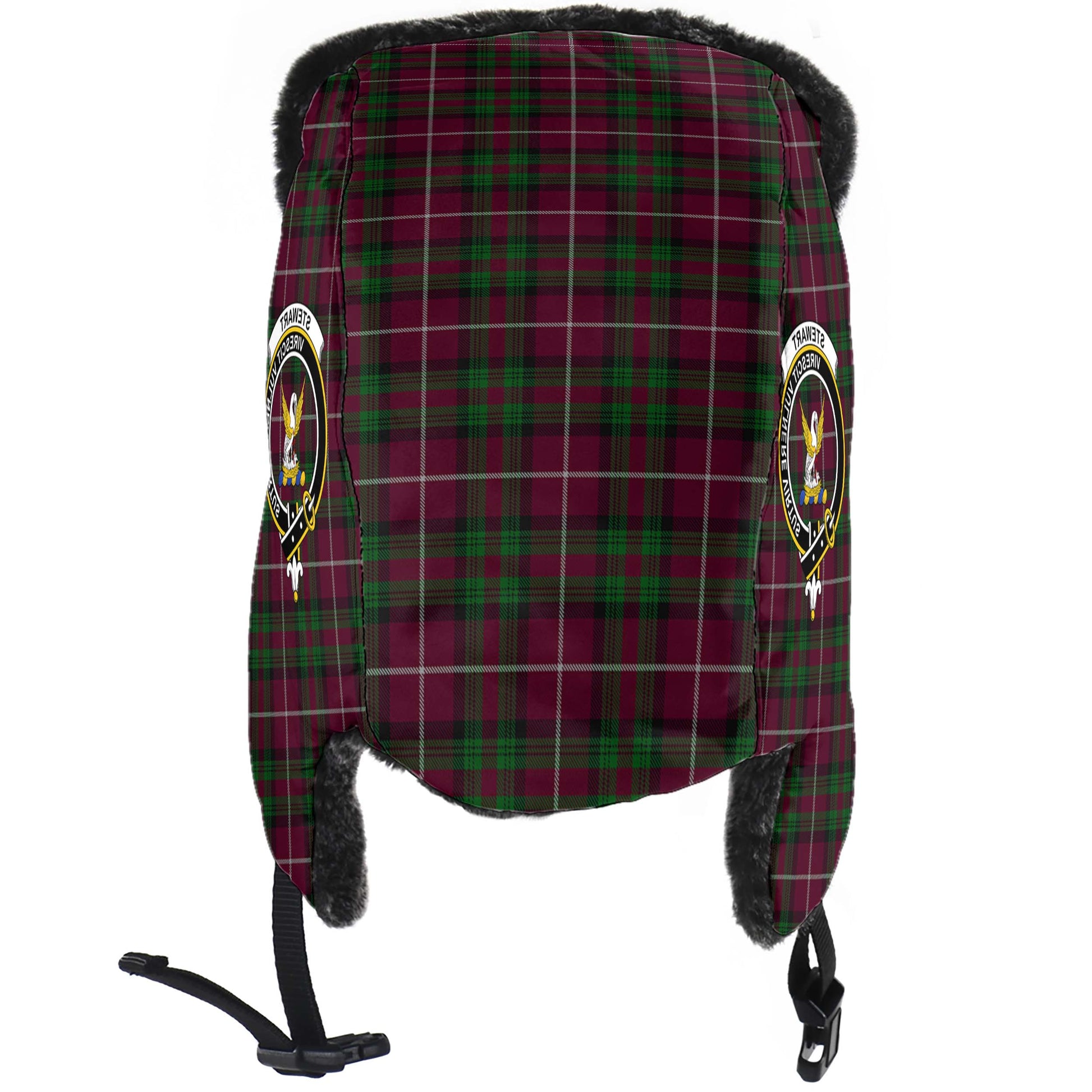 Stewart of Bute Hunting Tartan Winter Trapper Hat with Family Crest - Tartanvibesclothing