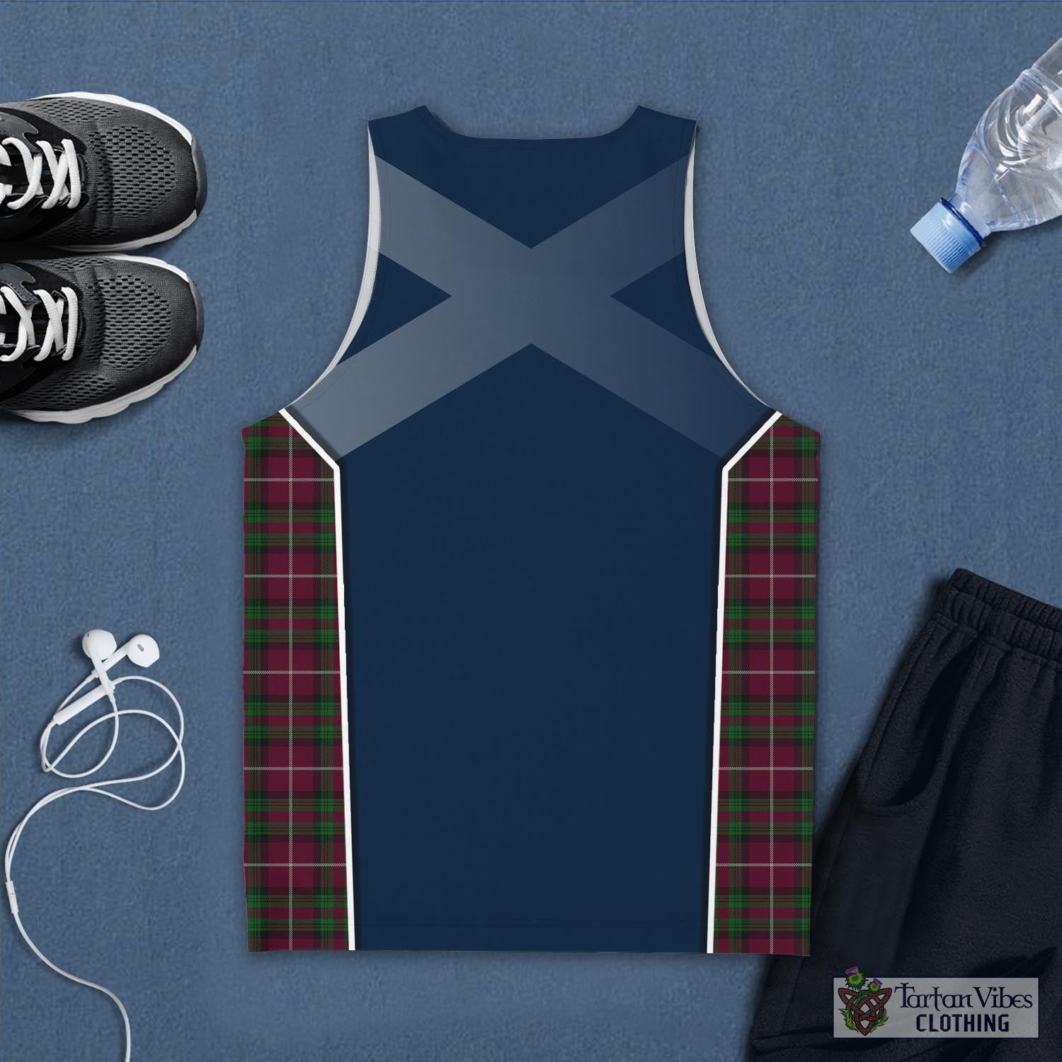 Tartan Vibes Clothing Stewart of Bute Hunting Tartan Men's Tanks Top with Family Crest and Scottish Thistle Vibes Sport Style