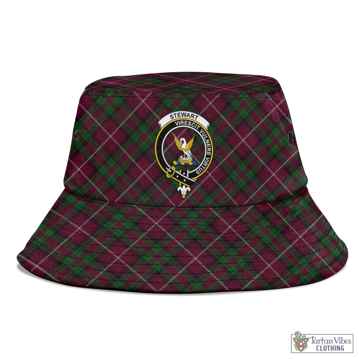 Tartan Vibes Clothing Stewart of Bute Hunting Tartan Bucket Hat with Family Crest