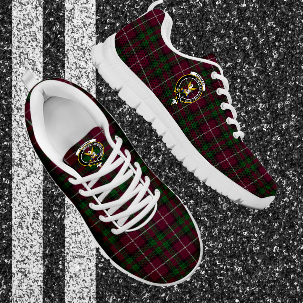 Stewart of Bute Hunting Tartan Sneakers with Family Crest - Tartan Vibes Clothing