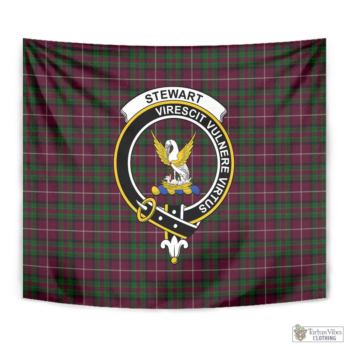 Tartan Vibes Clothing Stewart of Bute Hunting Tartan Tapestry Wall Hanging and Home Decor for Room with Family Crest