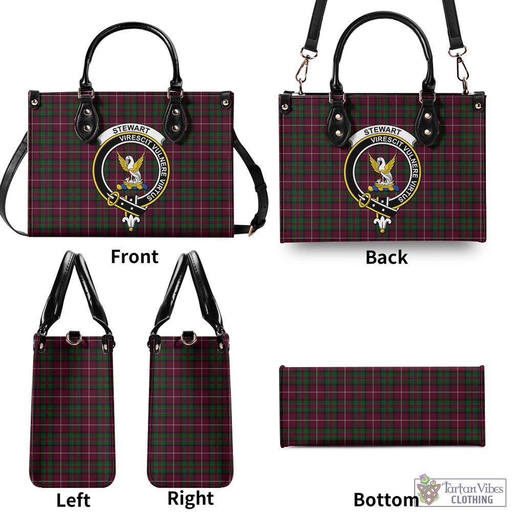 Tartan Vibes Clothing Stewart of Bute Hunting Tartan Luxury Leather Handbags with Family Crest