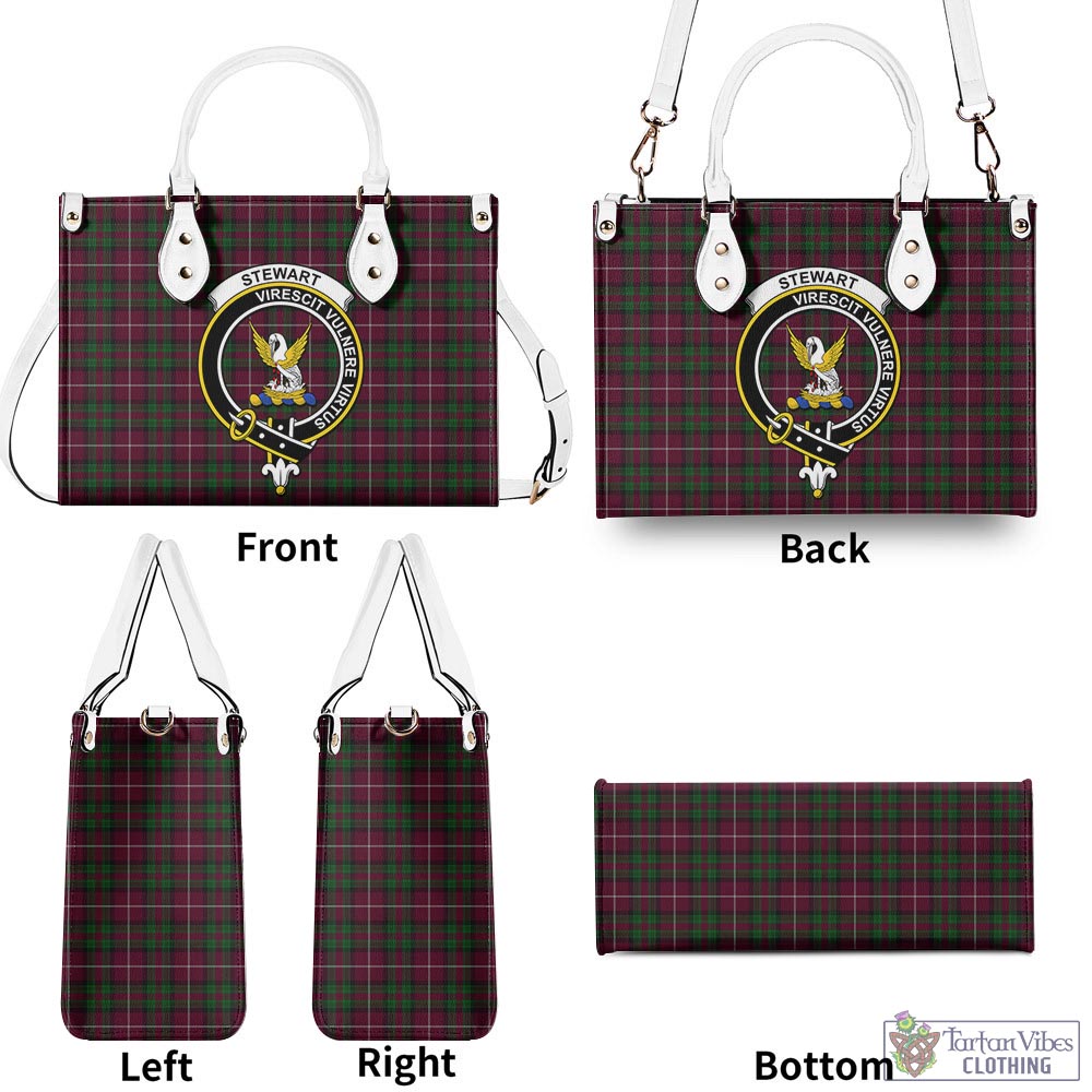 Tartan Vibes Clothing Stewart of Bute Hunting Tartan Luxury Leather Handbags with Family Crest