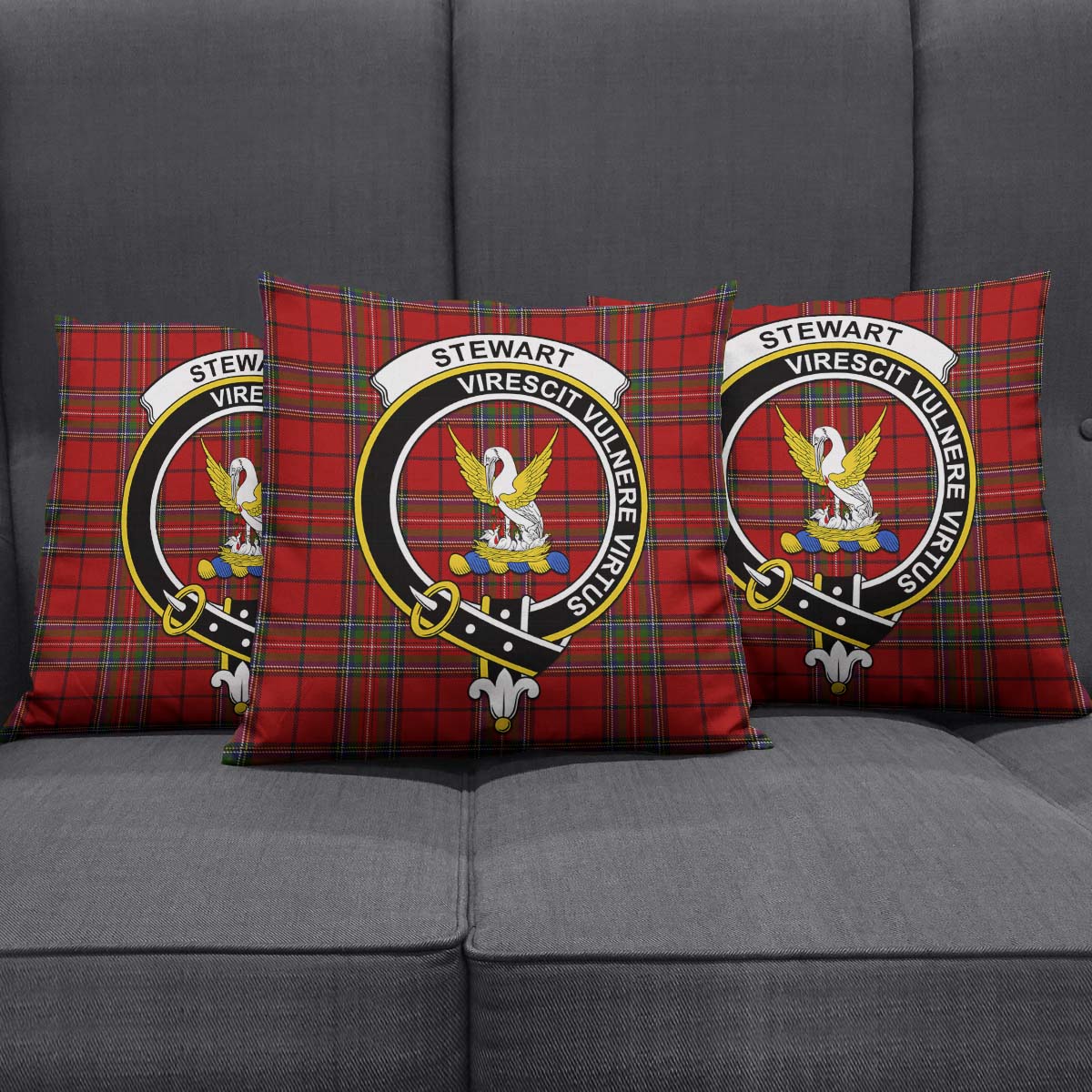 Stewart of Galloway Tartan Pillow Cover with Family Crest Square Pillow Cover - Tartanvibesclothing