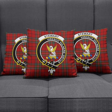 Stewart of Galloway Tartan Pillow Cover with Family Crest