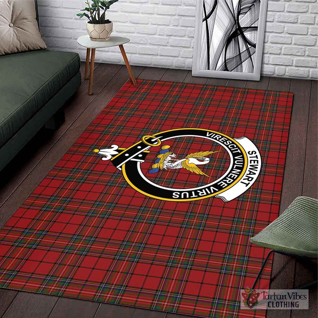 Tartan Vibes Clothing Stewart of Galloway Tartan Area Rug with Family Crest