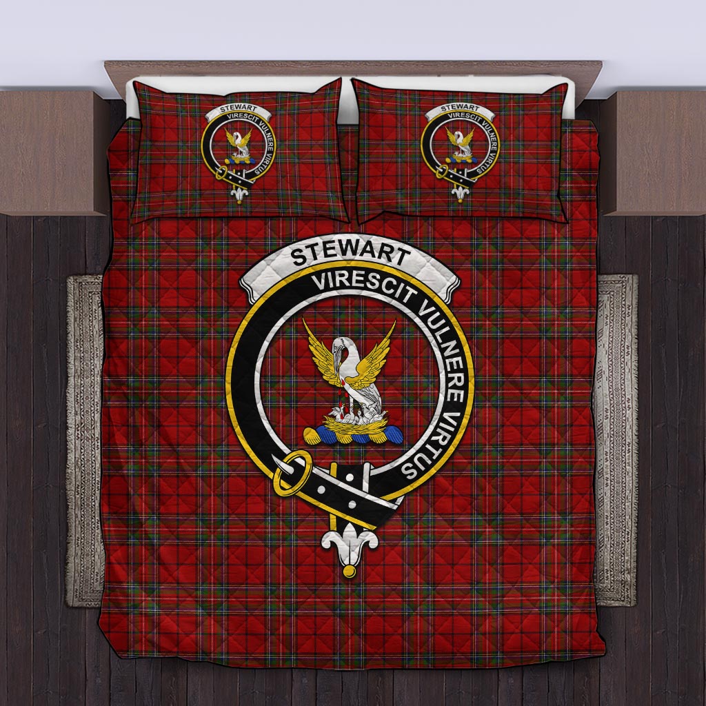 Stewart of Galloway Tartan Quilt Bed Set with Family Crest Twin - Tartan Vibes Clothing