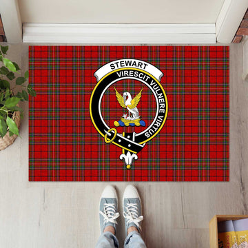 Stewart of Galloway Tartan Door Mat with Family Crest