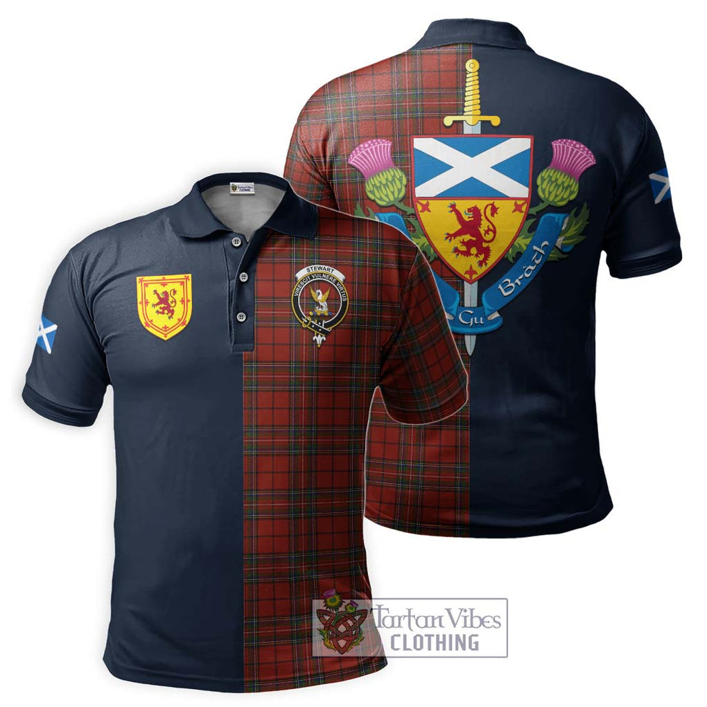 Tartan Vibes Clothing Stewart of Galloway Tartan Polo Shirt with Scottish Lion Royal Arm Half Style