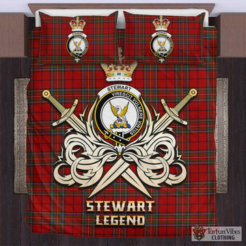 Stewart of Galloway Tartan Bedding Set with Clan Crest and the Golden Sword of Courageous Legacy