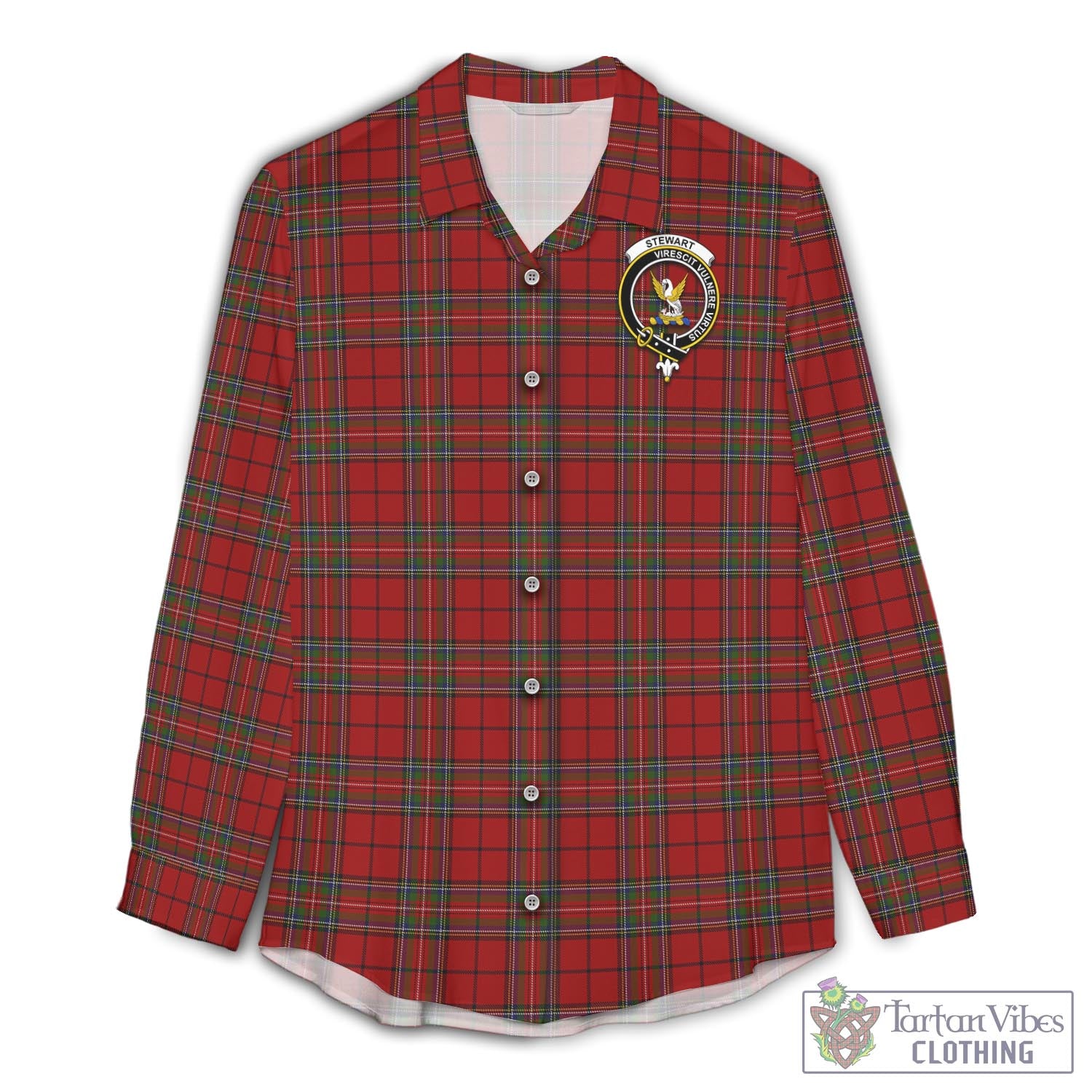 Tartan Vibes Clothing Stewart of Galloway Tartan Womens Casual Shirt with Family Crest