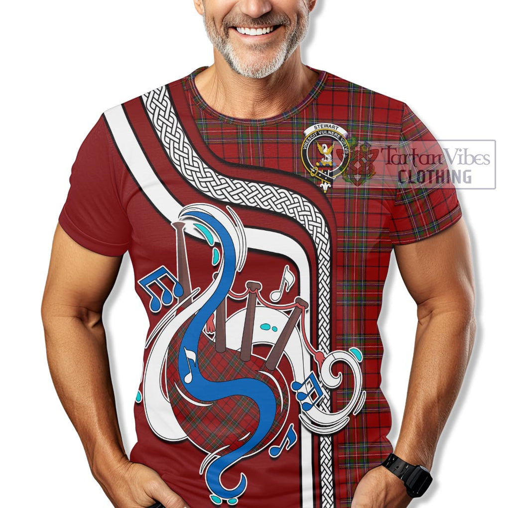 Stewart of Galloway Tartan T-Shirt with Epic Bagpipe Style Kid's Shirt - Tartanvibesclothing Shop