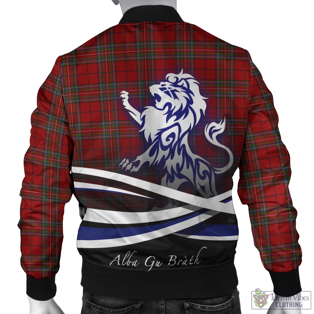 Tartan Vibes Clothing Stewart of Galloway Tartan Bomber Jacket with Alba Gu Brath Regal Lion Emblem