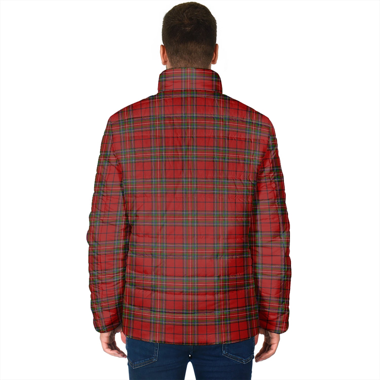 Stewart of Galloway Tartan Padded Jacket with Family Crest - Tartan Vibes Clothing