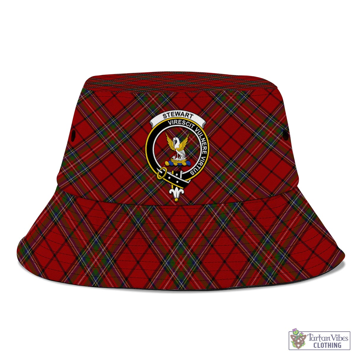 Tartan Vibes Clothing Stewart of Galloway Tartan Bucket Hat with Family Crest