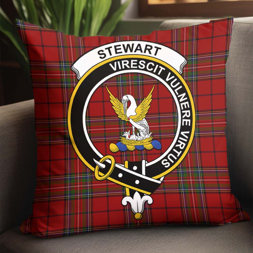 Stewart of Galloway Tartan Pillow Cover with Family Crest - Tartanvibesclothing