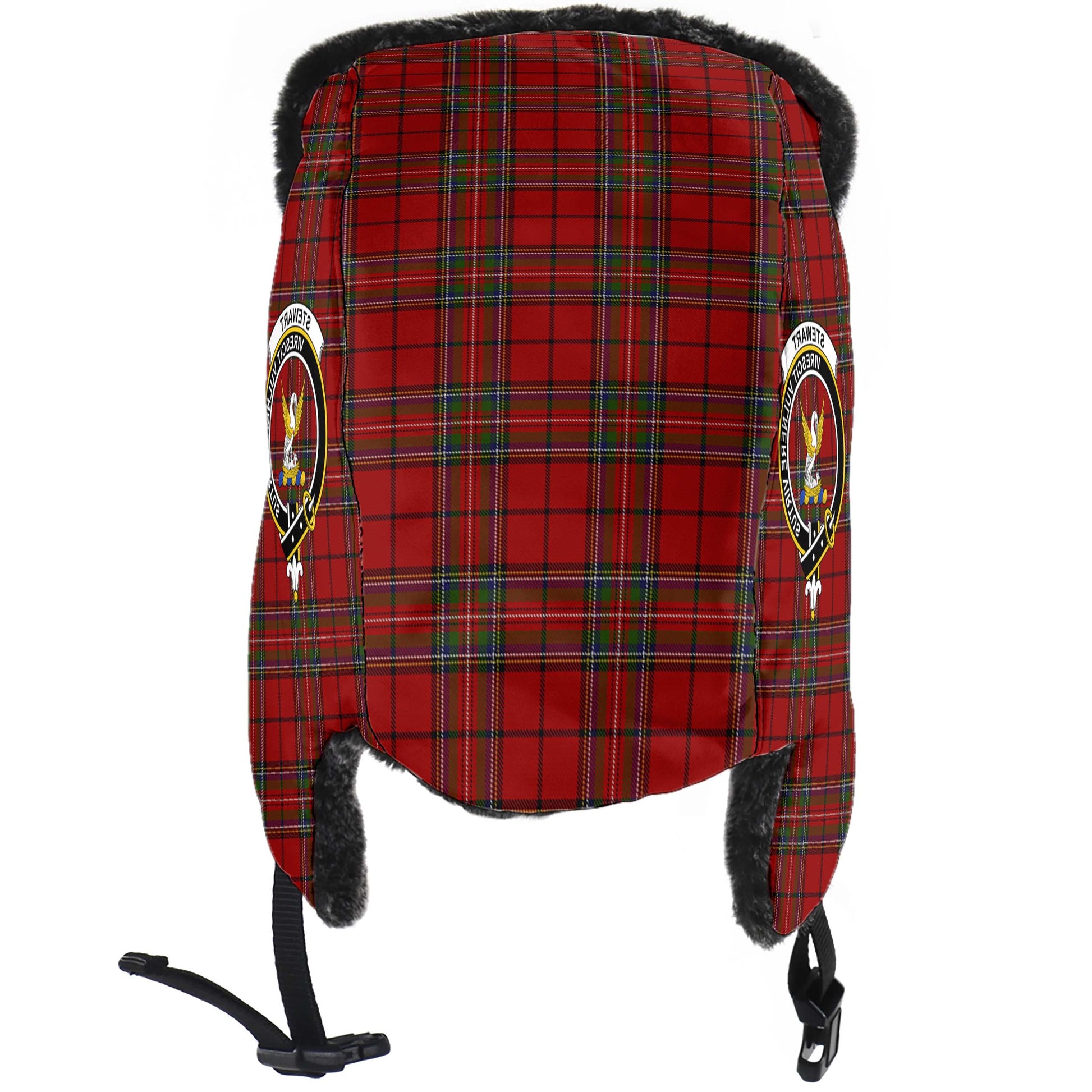 Stewart of Galloway Tartan Winter Trapper Hat with Family Crest - Tartanvibesclothing