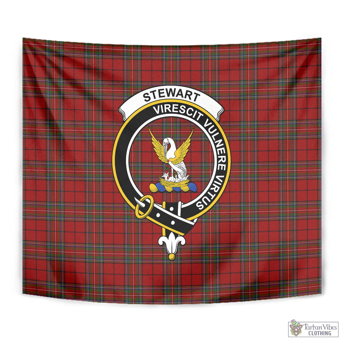 Tartan Vibes Clothing Stewart of Galloway Tartan Tapestry Wall Hanging and Home Decor for Room with Family Crest