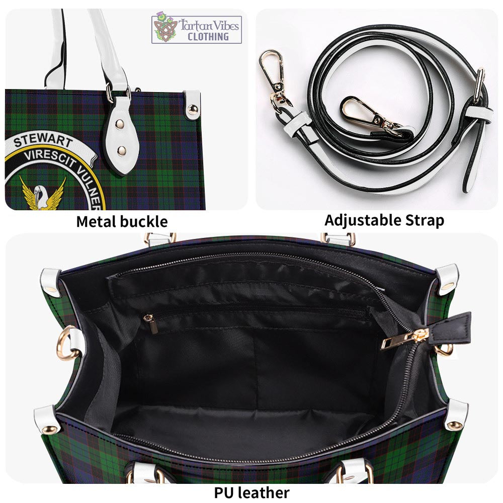 Tartan Vibes Clothing Stewart Old Tartan Luxury Leather Handbags with Family Crest