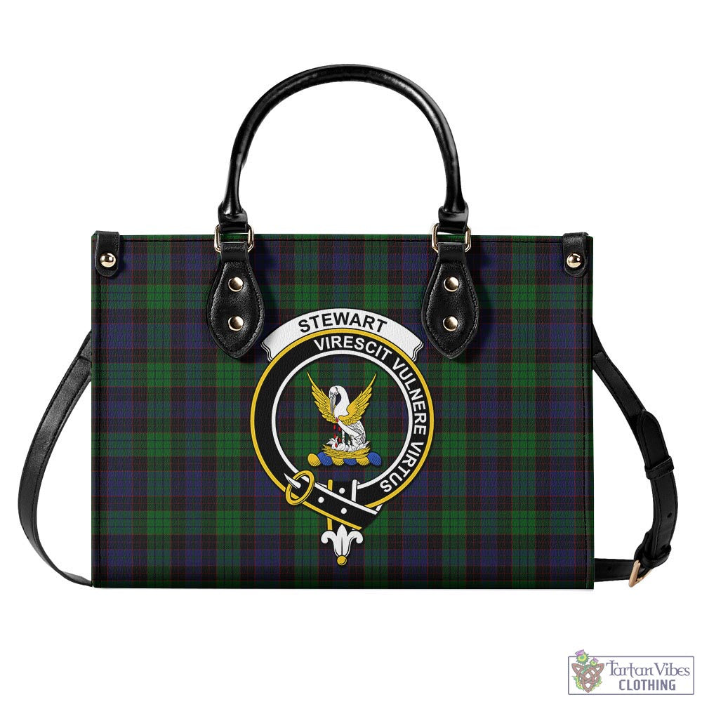 Tartan Vibes Clothing Stewart Old Tartan Luxury Leather Handbags with Family Crest