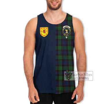 Stewart Old Tartan Men's Tank Top Alba with Scottish Lion Royal Arm Half Style