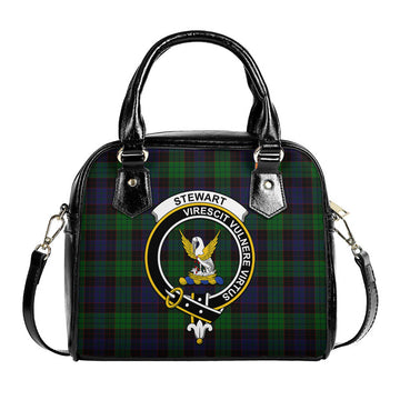 Stewart Old Tartan Shoulder Handbags with Family Crest