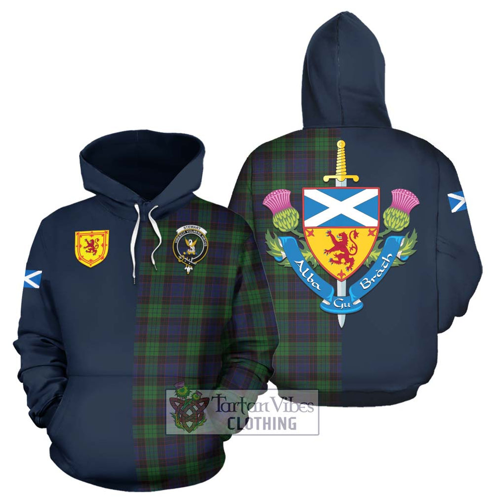 Tartan Vibes Clothing Stewart Old Tartan Hoodie with Scottish Lion Royal Arm Half Style