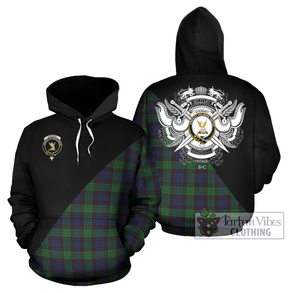 Stewart Old Tartan Hoodie with Family Crest and Military Logo Style Zip Hoodie - Tartanvibesclothing Shop