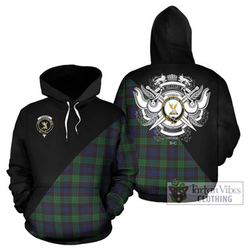 Stewart Old Tartan Hoodie with Family Crest and Military Logo Style