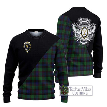 Stewart Old Tartan Ugly Sweater with Family Crest and Military Logo Style