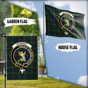 Stewart Old Tartan Flag with Family Crest