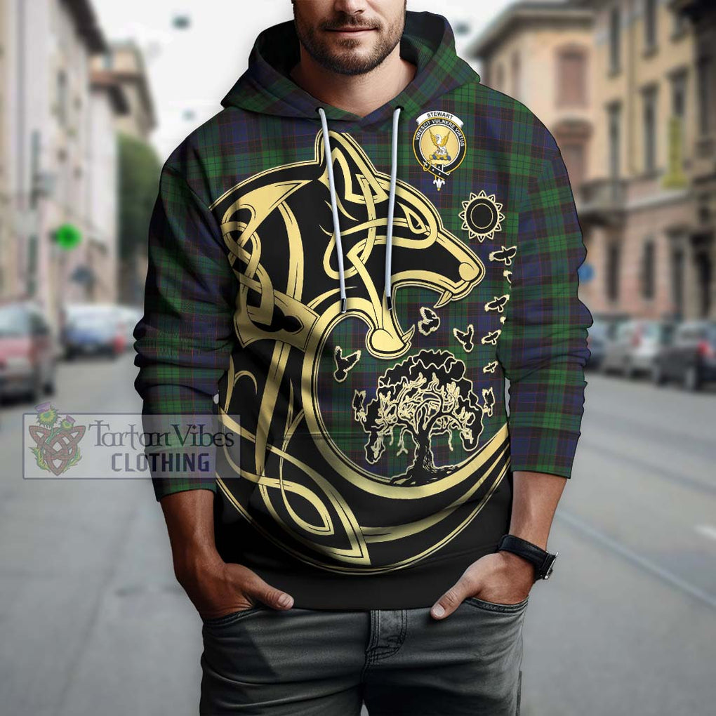 Stewart Old Tartan Hoodie with Family Crest Celtic Wolf Style Zip Hoodie - Tartan Vibes Clothing