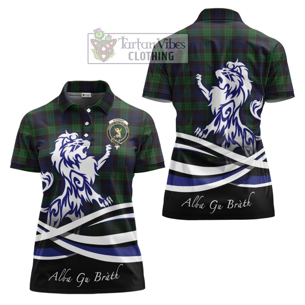 Stewart Old Tartan Women's Polo Shirt with Alba Gu Brath Regal Lion Emblem Women - Tartanvibesclothing Shop